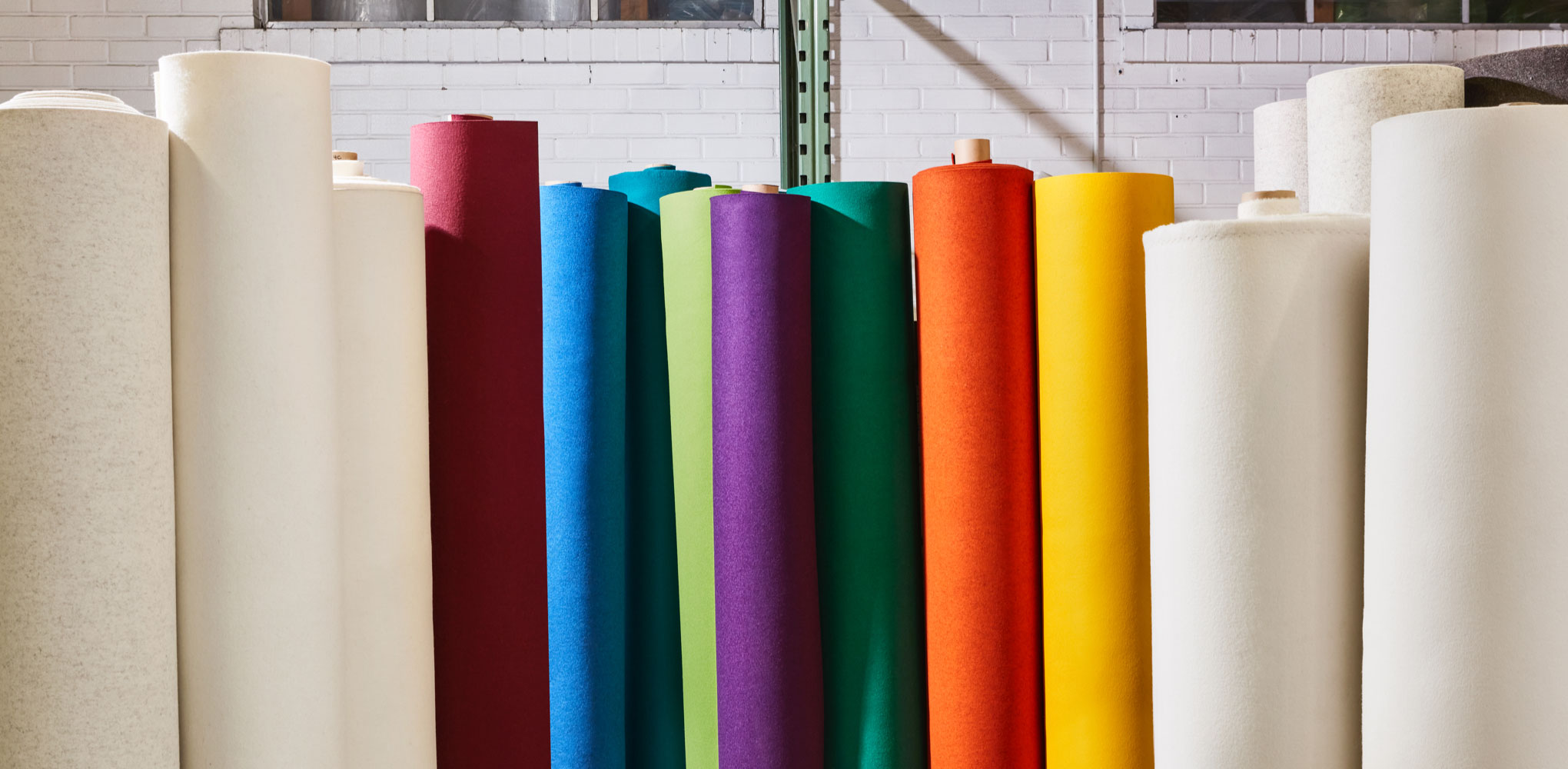 Rolls of colourful wool felt